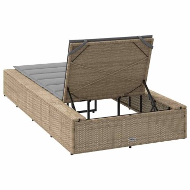 vidaXL Ξαπλώστρα με αιωρούμενο μαξιλάρι Μπεζ Poly Rattan 210x100x28/47/67/79 cm 1 τεμ.