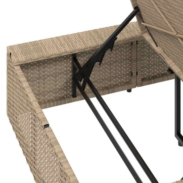 vidaXL Ξαπλώστρα με αιωρούμενο μαξιλάρι Μπεζ Poly Rattan 210x100x28/47/67/79 cm 1 τεμ.