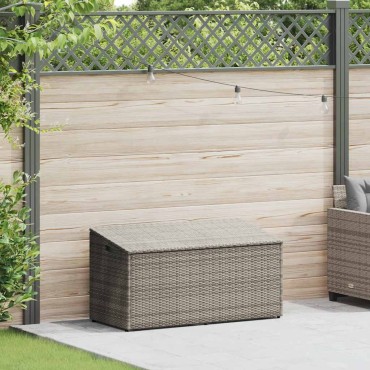 vidaXL κουτί αποθήκευσης κήπου γκρι 110x50x58cm Poly Rattan