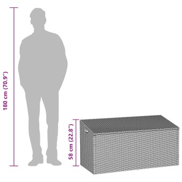 vidaXL κουτί αποθήκευσης κήπου γκρι 110x50x58cm Poly Rattan