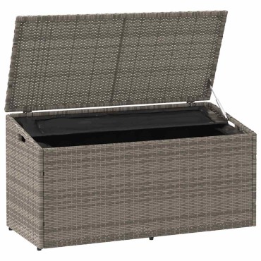 vidaXL κουτί αποθήκευσης κήπου γκρι 110x50x58cm Poly Rattan