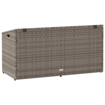 vidaXL κουτί αποθήκευσης κήπου γκρι 110x50x58cm Poly Rattan