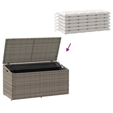 vidaXL κουτί αποθήκευσης κήπου γκρι 110x50x58cm Poly Rattan