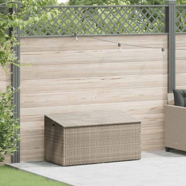 vidaXL κουτί αποθήκευσης κήπου ανοιχτό γκρι 110x50x58cm Poly Rattan