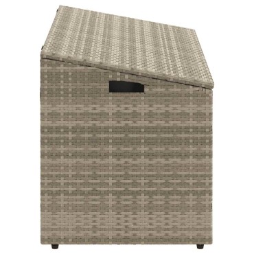 vidaXL κουτί αποθήκευσης κήπου ανοιχτό γκρι 110x50x58cm Poly Rattan