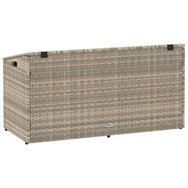 vidaXL κουτί αποθήκευσης κήπου ανοιχτό γκρι 110x50x58cm Poly Rattan