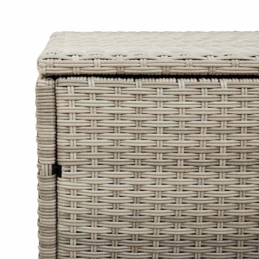 vidaXL κουτί αποθήκευσης κήπου ανοιχτό γκρι 110x50x58cm Poly Rattan