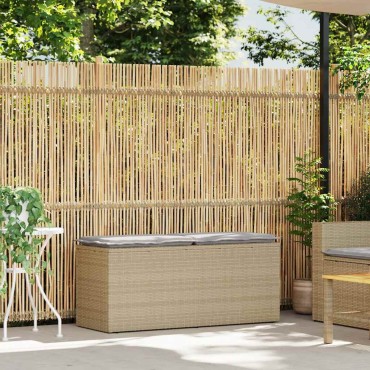 vidaXL Πάγκος κήπου με μαξιλάρι Μπεζ 110x40x44cm Πολυ μπαστούνι