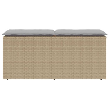 vidaXL Πάγκος κήπου με μαξιλάρι Μπεζ 110x40x44cm Πολυ μπαστούνι