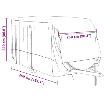 vidaXL Κάλυμμα τροχόσπιτου Γκρι 460x250x220 cm Μη υφασμένο ύφασμα