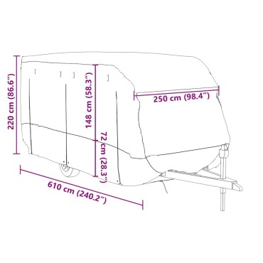 vidaXL Κάλυμμα τροχόσπιτου Γκρι 610x250x220 cm Μη υφασμένο ύφασμα