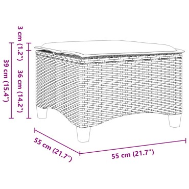 vidaXL σκαμπό κήπου με μαξιλάρια 2 τεμ. Γκρι 55x55x36cm