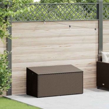 vidaXL Κήπος κουτί αποθήκευσης καφέ 110x50x58cm Poly Rattan