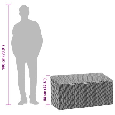 vidaXL Κήπος κουτί αποθήκευσης καφέ 110x50x58cm Poly Rattan