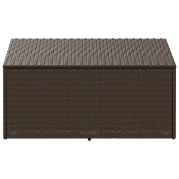 vidaXL Κήπος κουτί αποθήκευσης καφέ 110x50x58cm Poly Rattan