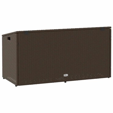 vidaXL Κήπος κουτί αποθήκευσης καφέ 110x50x58cm Poly Rattan