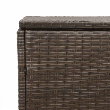 vidaXL Κήπος κουτί αποθήκευσης καφέ 110x50x58cm Poly Rattan