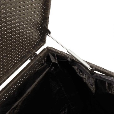 vidaXL Κήπος κουτί αποθήκευσης καφέ 110x50x58cm Poly Rattan
