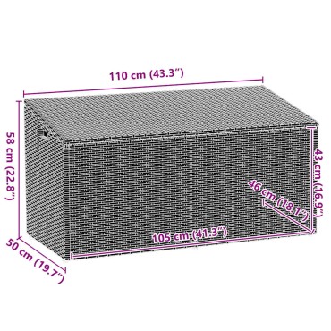 vidaXL Κήπος κουτί αποθήκευσης καφέ 110x50x58cm Poly Rattan