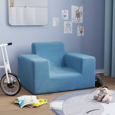 vidaXL Καναπές Παιδικός Μπλε από Μαλακό Βελουτέ Ύφασμα 52x38x34 cm 1 τεμ.