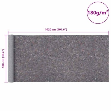 vidaXL Αντιολισθητικό μαλλί ζωγράφου 1020 cm 180 g/m² Γκρι