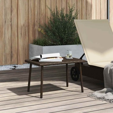 vidaXL Κήπος Τραπέζι καφέ ορθογώνιο καφέ 60x40x37cm Poly Rattan 1 τεμ.