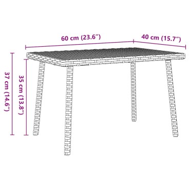 vidaXL Κήπος Τραπέζι καφέ ορθογώνιο καφέ 60x40x37cm Poly Rattan 1 τεμ.