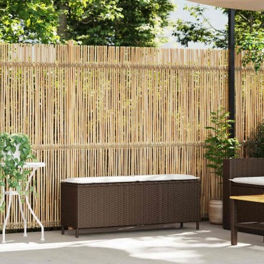 vidaXL Πάγκος κήπου με μαξιλάρι γκρι 110x30x40,5cm Poly Rattan