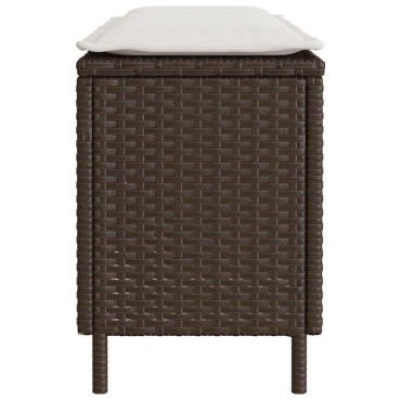 vidaXL Πάγκος κήπου με μαξιλάρι γκρι 110x30x40,5cm Poly Rattan