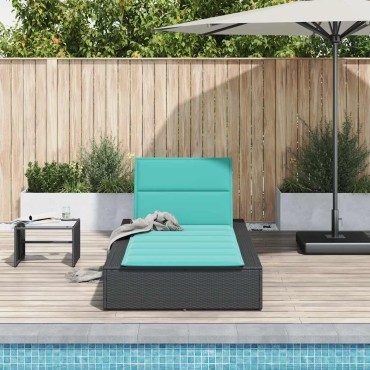 vidaXL Ξαπλώστρα με αιωρούμενο μαξιλάρι Μαύρο Poly Rattan 210x100x28/47/67/79 cm 1 τεμ.