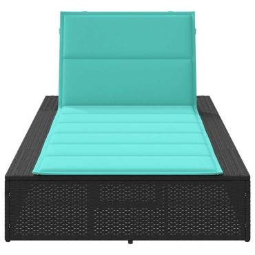 vidaXL Ξαπλώστρα με αιωρούμενο μαξιλάρι Μαύρο Poly Rattan 210x100x28/47/67/79 cm 1 τεμ.