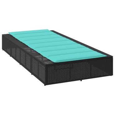 vidaXL Ξαπλώστρα με αιωρούμενο μαξιλάρι Μαύρο Poly Rattan 210x100x28/47/67/79 cm 1 τεμ.