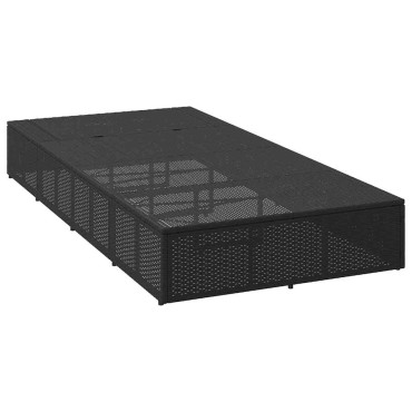 vidaXL Ξαπλώστρα με αιωρούμενο μαξιλάρι Μαύρο Poly Rattan 210x100x28/47/67/79 cm 1 τεμ.