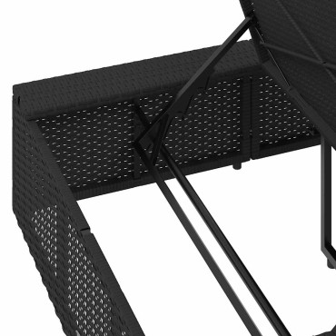 vidaXL Ξαπλώστρα με αιωρούμενο μαξιλάρι Μαύρο Poly Rattan 210x100x28/47/67/79 cm 1 τεμ.