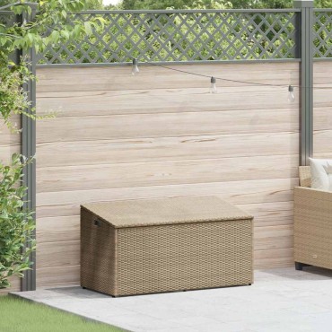 vidaXL Box αποθήκευσης κήπου Μπεζ 110x50x58cm Poly Rattan