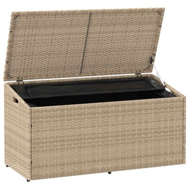 vidaXL Box αποθήκευσης κήπου Μπεζ 110x50x58cm Poly Rattan