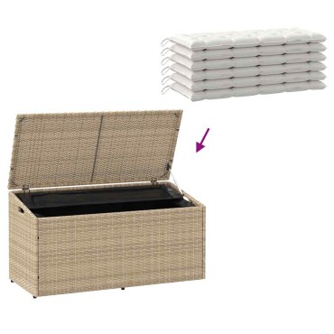 vidaXL Box αποθήκευσης κήπου Μπεζ 110x50x58cm Poly Rattan