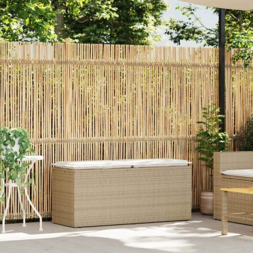 vidaXL Πάγκος κήπου με μαξιλάρι Μπεζ 110x40x44cm Πολυ μπαστούνι