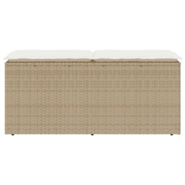 vidaXL Πάγκος κήπου με μαξιλάρι Μπεζ 110x40x44cm Πολυ μπαστούνι
