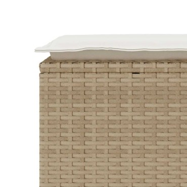 vidaXL Πάγκος κήπου με μαξιλάρι Μπεζ 110x40x44cm Πολυ μπαστούνι