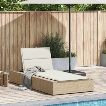 vidaXL Ξαπλώστρα με αιωρούμενο μαξιλάρι Μπεζ Poly Rattan 210x100x28/47/67/79 cm 1 τεμ.