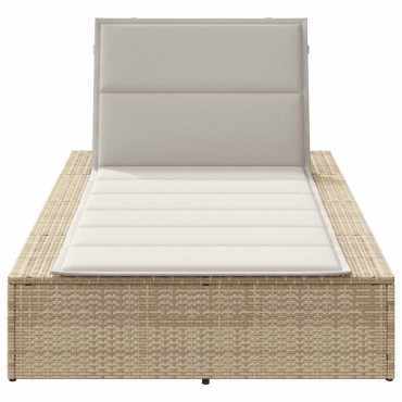 vidaXL Ξαπλώστρα με αιωρούμενο μαξιλάρι Μπεζ Poly Rattan 210x100x28/47/67/79 cm 1 τεμ.
