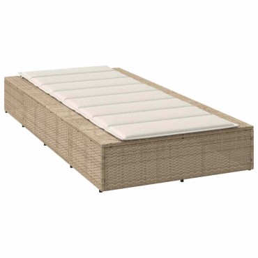 vidaXL Ξαπλώστρα με αιωρούμενο μαξιλάρι Μπεζ Poly Rattan 210x100x28/47/67/79 cm 1 τεμ.