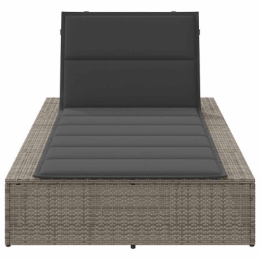 vidaXL Ξαπλώστρα με αιωρούμενο μαξιλάρι Γκρι Poly Rattan 210x100x28/47/67/79 cm 1 τεμ.