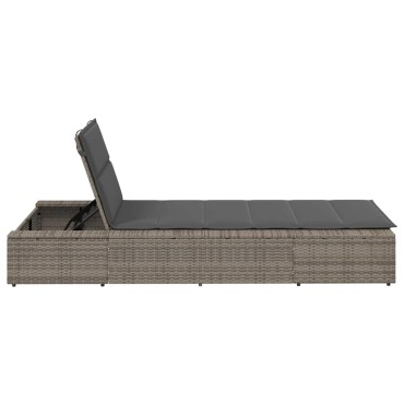 vidaXL Ξαπλώστρα με αιωρούμενο μαξιλάρι Γκρι Poly Rattan 210x100x28/47/67/79 cm 1 τεμ.