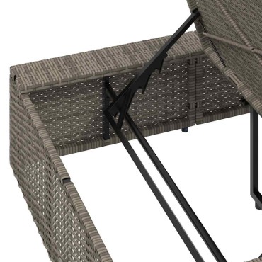 vidaXL Ξαπλώστρα με αιωρούμενο μαξιλάρι Γκρι Poly Rattan 210x100x28/47/67/79 cm 1 τεμ.