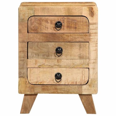 vidaXL Κομοδίνο 2 τεμ. 37x32x50cm Στερεό ξύλο ακατέργαστο μάνγκο
