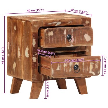 vidaXL Κομοδίνο 2 τεμ. 40x32x46cm Στερεό ξύλο ανακυκλωμένο