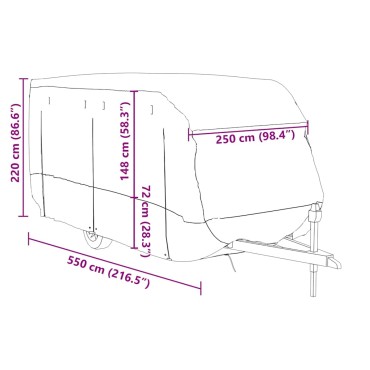 vidaXL Κάλυμμα τροχόσπιτου Γκρι 550x250x220 cm Μη υφασμένο ύφασμα