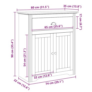 vidaXL Ντουλάπι διαδρόμου BODO Λευκό και καφέ 80x35x90cm